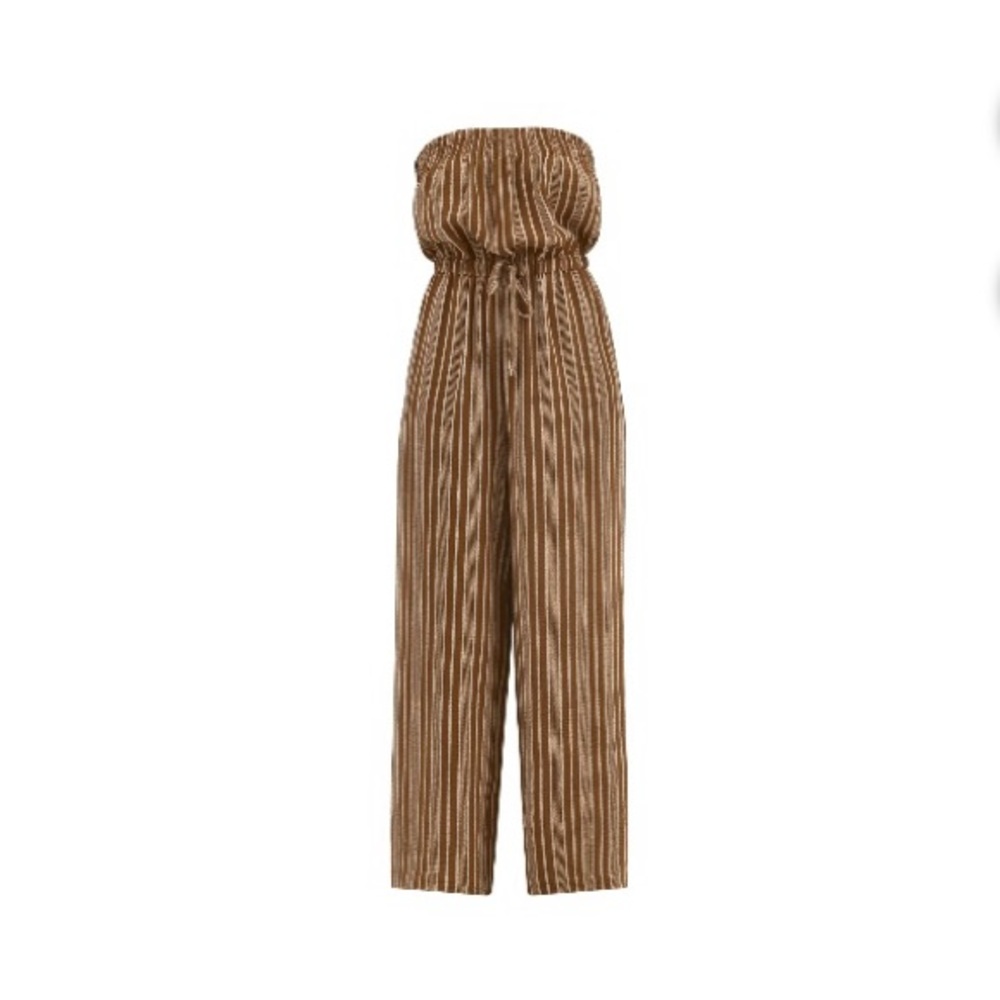 No Boundaries Rust and White Striped Jumpsuit
